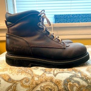Brown Leather Work Boots, Size 10.5